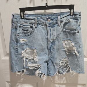 American Eagle Outfitters Ripped Light Blue Jean Shorts